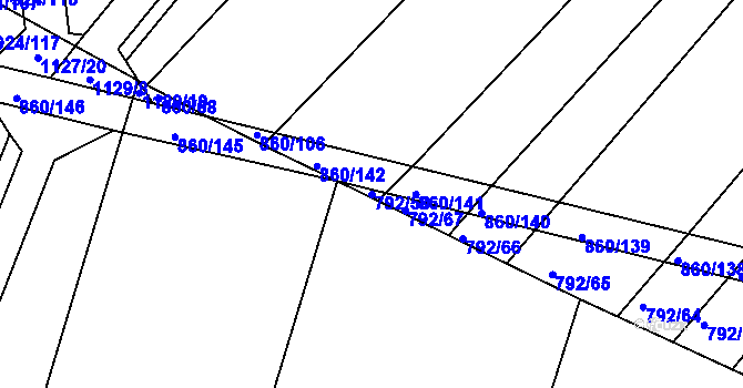 Parcela st. 792/50 v KÚ Horní Kounice, Katastrální mapa