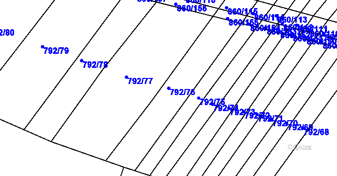 Parcela st. 792/76 v KÚ Horní Kounice, Katastrální mapa
