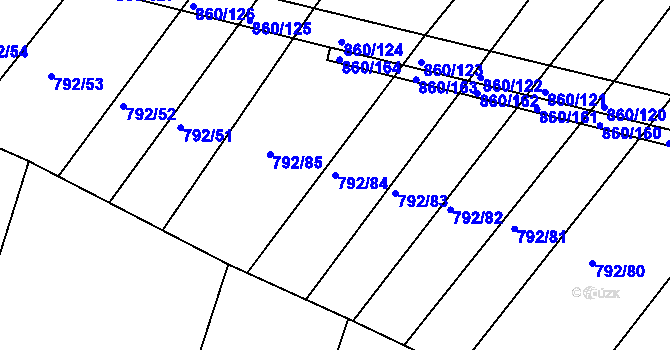 Parcela st. 792/84 v KÚ Horní Kounice, Katastrální mapa