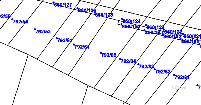 Parcela st. 792/85 v KÚ Horní Kounice, Katastrální mapa