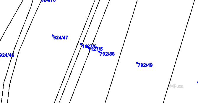 Parcela st. 792/88 v KÚ Horní Kounice, Katastrální mapa