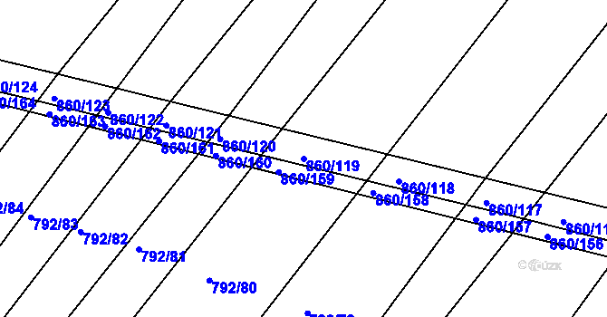 Parcela st. 860/119 v KÚ Horní Kounice, Katastrální mapa