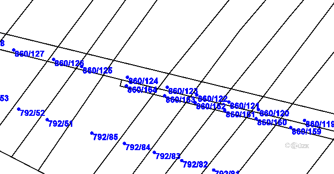 Parcela st. 860/123 v KÚ Horní Kounice, Katastrální mapa