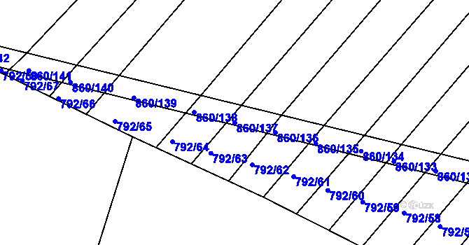Parcela st. 860/137 v KÚ Horní Kounice, Katastrální mapa