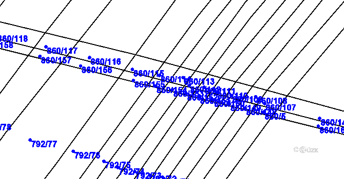 Parcela st. 860/153 v KÚ Horní Kounice, Katastrální mapa