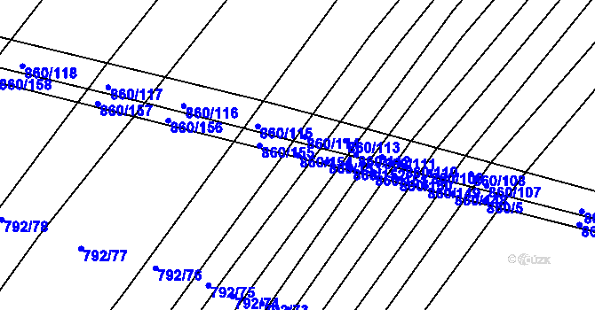 Parcela st. 860/154 v KÚ Horní Kounice, Katastrální mapa