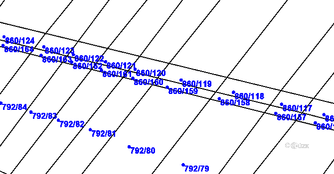 Parcela st. 860/159 v KÚ Horní Kounice, Katastrální mapa