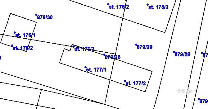 Parcela st. 879/26 v KÚ Horní Kounice, Katastrální mapa