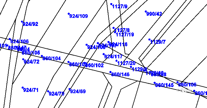 Parcela st. 924/117 v KÚ Horní Kounice, Katastrální mapa