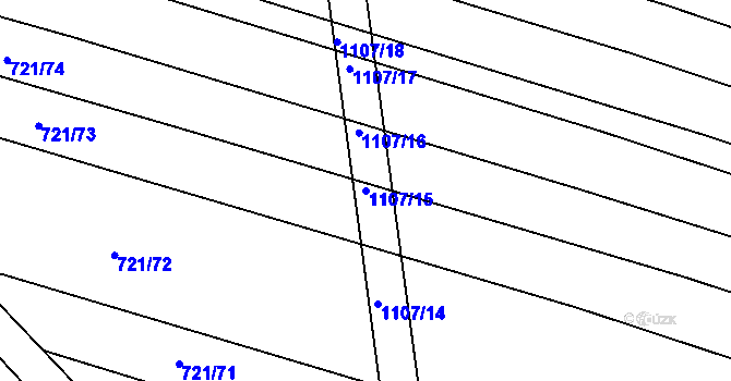 Parcela st. 1107/15 v KÚ Horní Kounice, Katastrální mapa