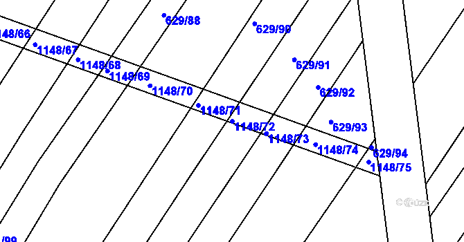 Parcela st. 1148/72 v KÚ Horní Kounice, Katastrální mapa