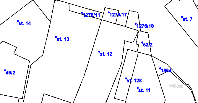 Parcela st. 12 v KÚ Horní Kozolupy, Katastrální mapa