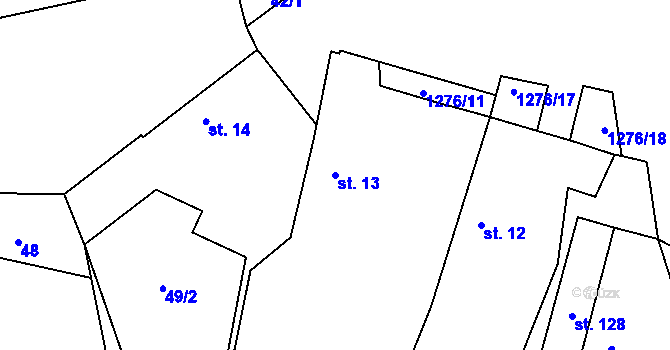 Parcela st. 13 v KÚ Horní Kozolupy, Katastrální mapa