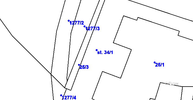 Parcela st. 34/1 v KÚ Horní Kozolupy, Katastrální mapa