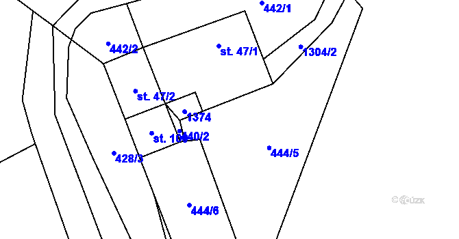 Parcela st. 47/3 v KÚ Horní Kozolupy, Katastrální mapa