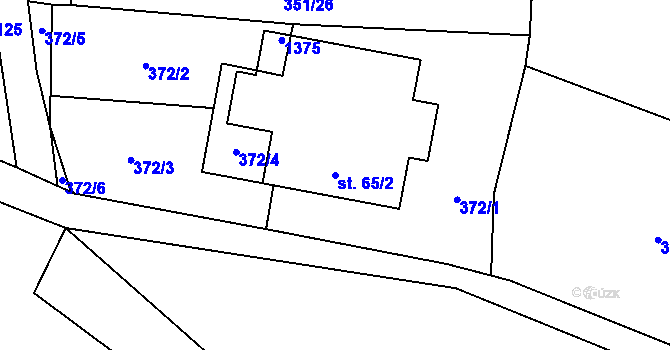 Parcela st. 65/2 v KÚ Horní Kozolupy, Katastrální mapa