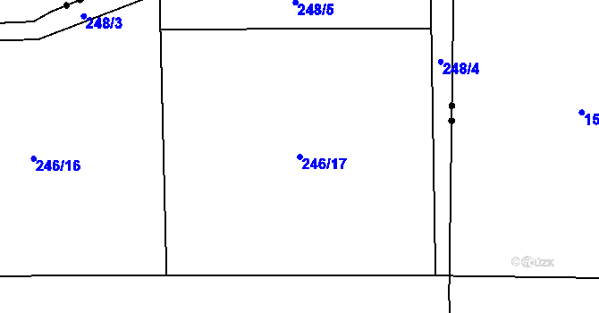Parcela st. 246/17 v KÚ Horní Kozolupy, Katastrální mapa