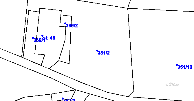 Parcela st. 351/2 v KÚ Horní Kozolupy, Katastrální mapa