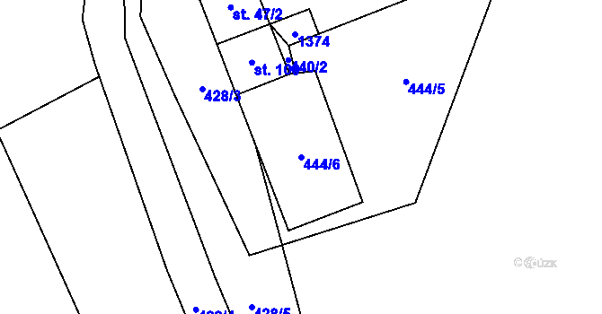 Parcela st. 444/6 v KÚ Horní Kozolupy, Katastrální mapa