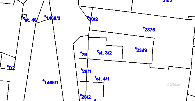 Parcela st. 3/2 v KÚ Strahov, Katastrální mapa