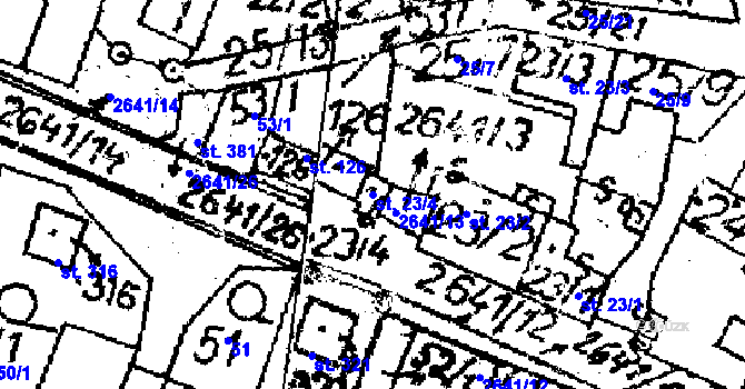 Parcela st. 23/4 v KÚ Horní Krupá u Havlíčkova Brodu, Katastrální mapa