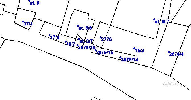 Parcela st. 2676/15 v KÚ Horní Krupá u Havlíčkova Brodu, Katastrální mapa