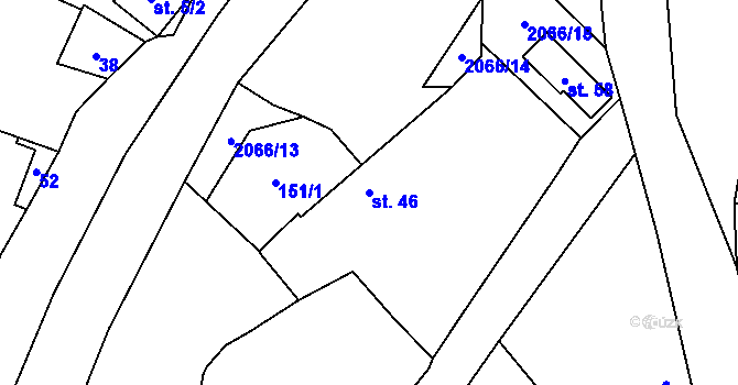 Parcela st. 46 v KÚ Bohouňovice II, Katastrální mapa