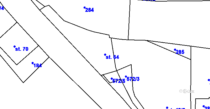 Parcela st. 64 v KÚ Bohouňovice II, Katastrální mapa