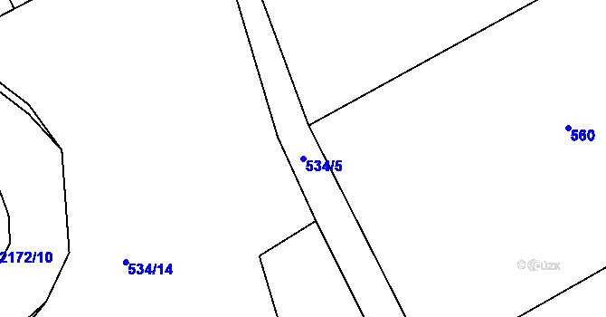 Parcela st. 534/5 v KÚ Bohouňovice II, Katastrální mapa