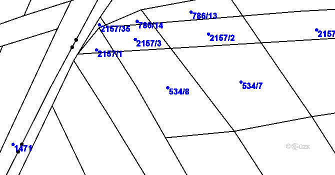 Parcela st. 534/8 v KÚ Bohouňovice II, Katastrální mapa