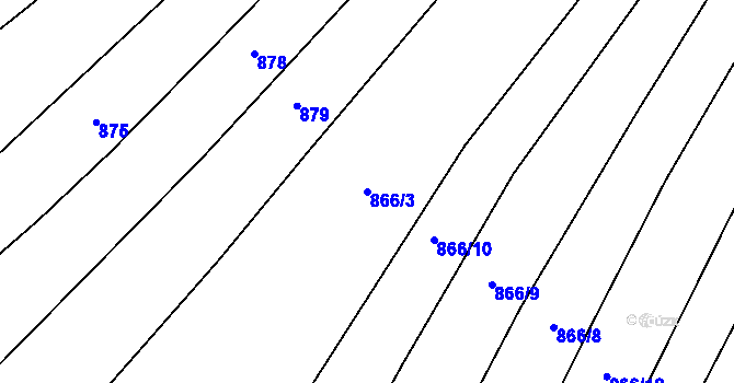 Parcela st. 866/3 v KÚ Bohouňovice II, Katastrální mapa