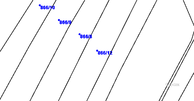 Parcela st. 866/12 v KÚ Bohouňovice II, Katastrální mapa