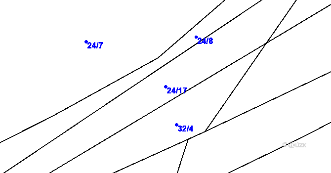 Parcela st. 24/17 v KÚ Bohouňovice II, Katastrální mapa
