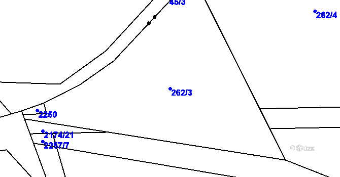 Parcela st. 262/3 v KÚ Bohouňovice II, Katastrální mapa