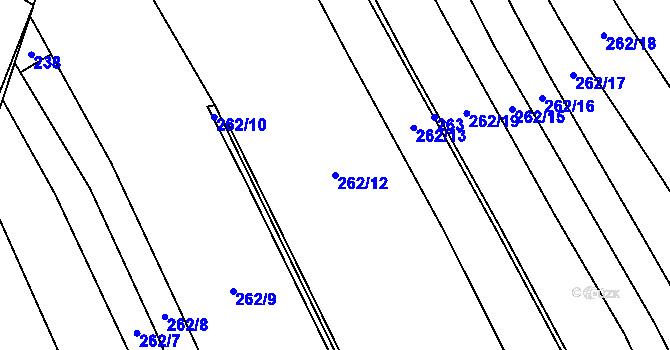 Parcela st. 262/12 v KÚ Bohouňovice II, Katastrální mapa