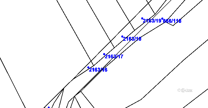 Parcela st. 2163/17 v KÚ Bohouňovice II, Katastrální mapa