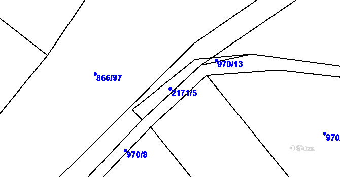 Parcela st. 2171/5 v KÚ Bohouňovice II, Katastrální mapa