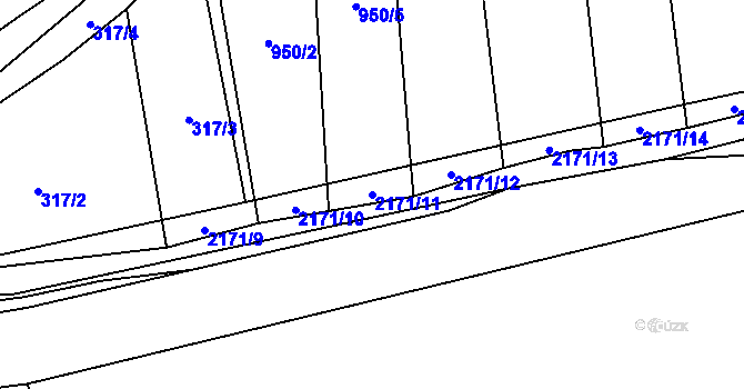 Parcela st. 2171/11 v KÚ Bohouňovice II, Katastrální mapa