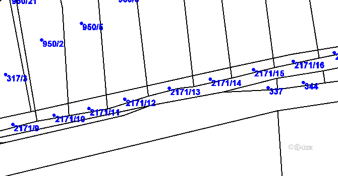 Parcela st. 2171/13 v KÚ Bohouňovice II, Katastrální mapa