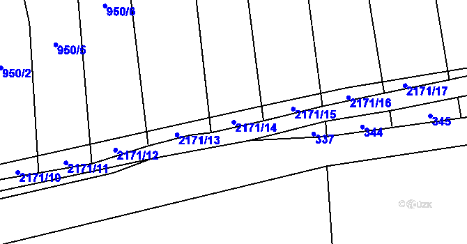 Parcela st. 2171/14 v KÚ Bohouňovice II, Katastrální mapa
