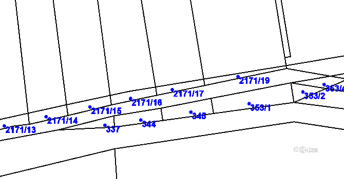 Parcela st. 2171/17 v KÚ Bohouňovice II, Katastrální mapa