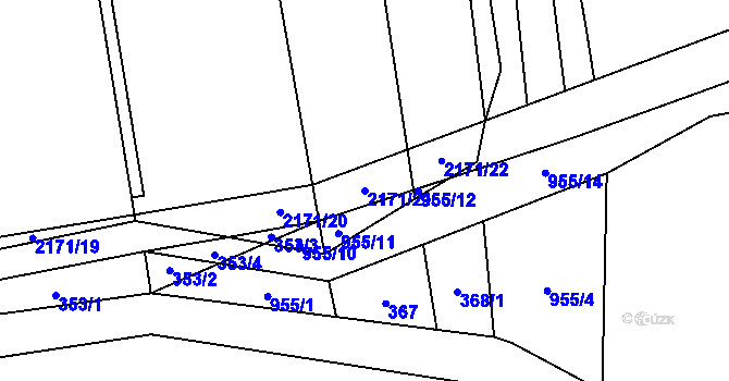 Parcela st. 2171/21 v KÚ Bohouňovice II, Katastrální mapa