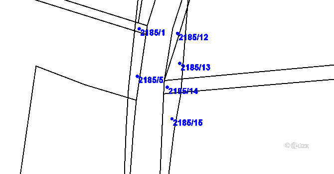 Parcela st. 2185/14 v KÚ Bohouňovice II, Katastrální mapa