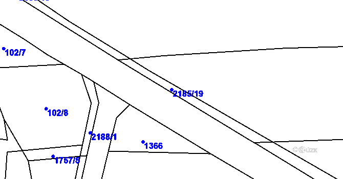 Parcela st. 2185/19 v KÚ Bohouňovice II, Katastrální mapa