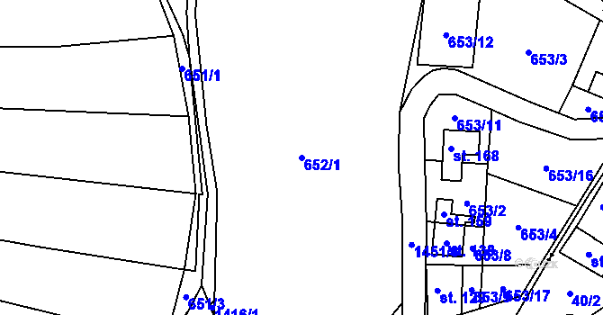 Parcela st. 652/1 v KÚ Dolní Kruty, Katastrální mapa