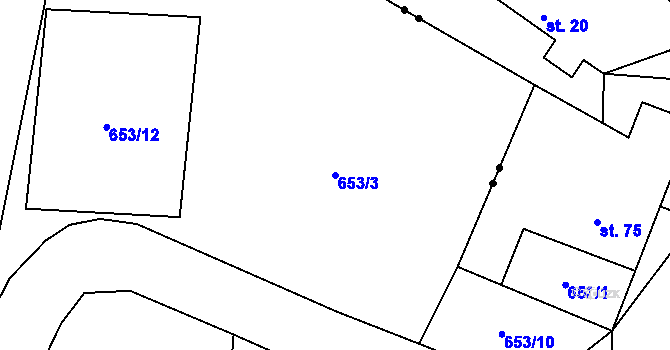 Parcela st. 653/3 v KÚ Dolní Kruty, Katastrální mapa