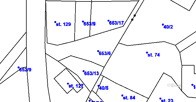 Parcela st. 653/6 v KÚ Dolní Kruty, Katastrální mapa