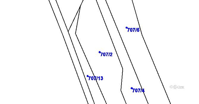 Parcela st. 707/2 v KÚ Dolní Kruty, Katastrální mapa