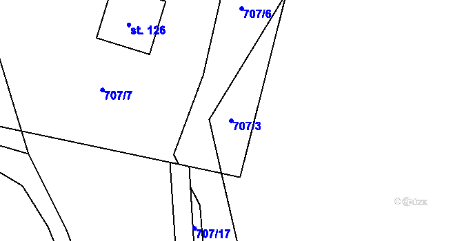 Parcela st. 707/3 v KÚ Dolní Kruty, Katastrální mapa