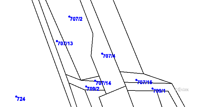 Parcela st. 707/4 v KÚ Dolní Kruty, Katastrální mapa
